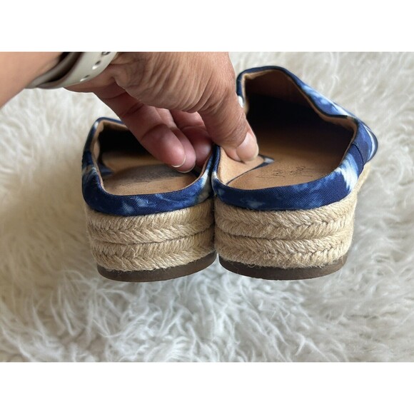 Crown Vintage LONARI Size 8 Blue Tie Dye Wedge Slip On Espadrille Mules - Picture 3 of 8